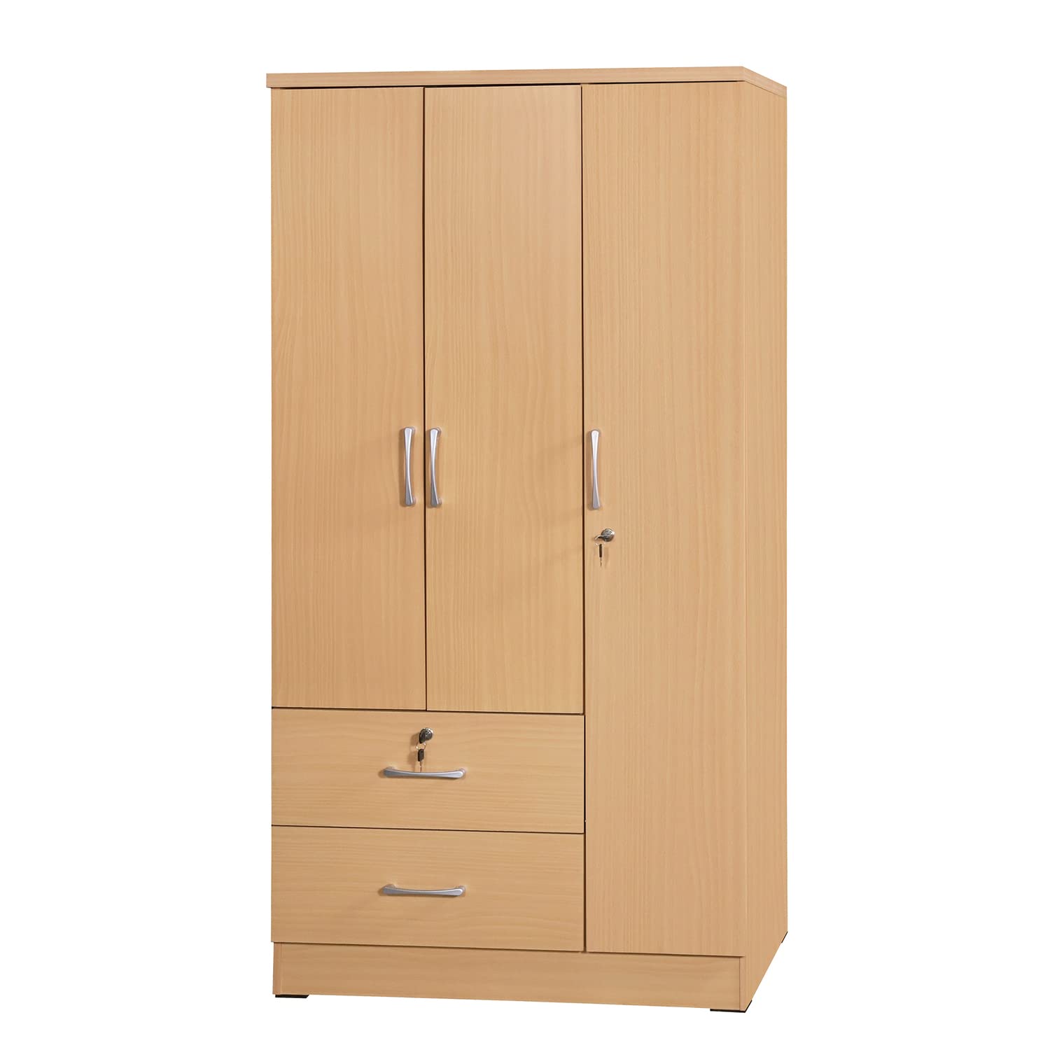 Better Home Products Symphony Wardrobe Armoire Closet with Two Drawers in Maple