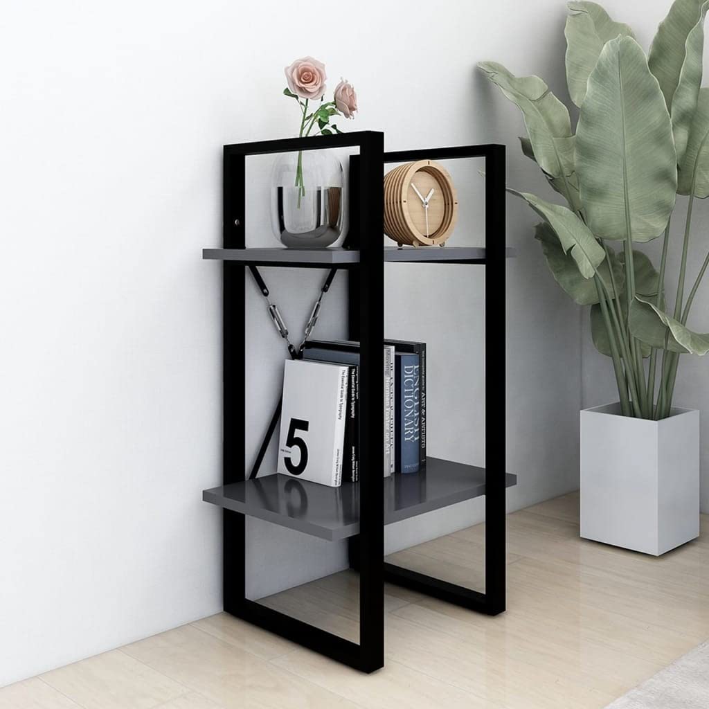 vidaXL 2-Tier Book Cabinet Gray 15.7"x11.8"x27.6" Chipboard