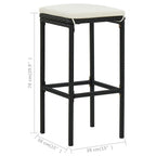 vidaXL 3 Piece Modern Outdoor Bar Set, Black Poly Rattan with Cream-White Cushion, Steel Frame, Suitable for Indoor/Outdoor, Patio, Pub, Garden Furniture Set.