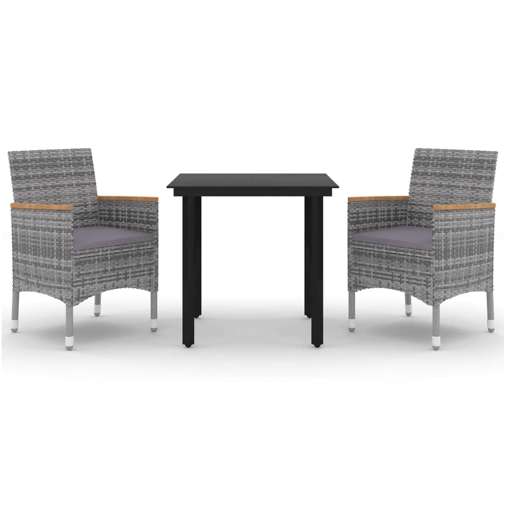 vidaXL 7-Piece Outdoor Patio Dining Set - Weather-Resistant and Waterproof PE Rattan Construction with Comfortable Seat Cushions and Glass Tabletop - Black