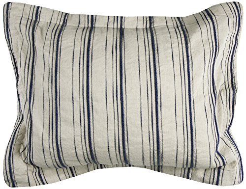 Rizzy Home | BT4052 | King Sham | 20&quot;x36&quot; Blue/Neutral/Brown Woven In Stripes