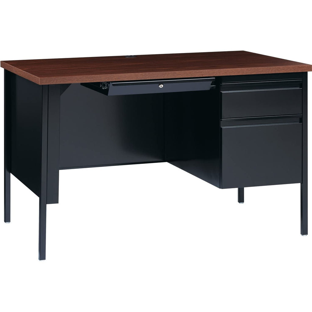 Lorell Single Right Pedestal Desk, 48 by 30 by 29-1/2-Inch, Black Walnut