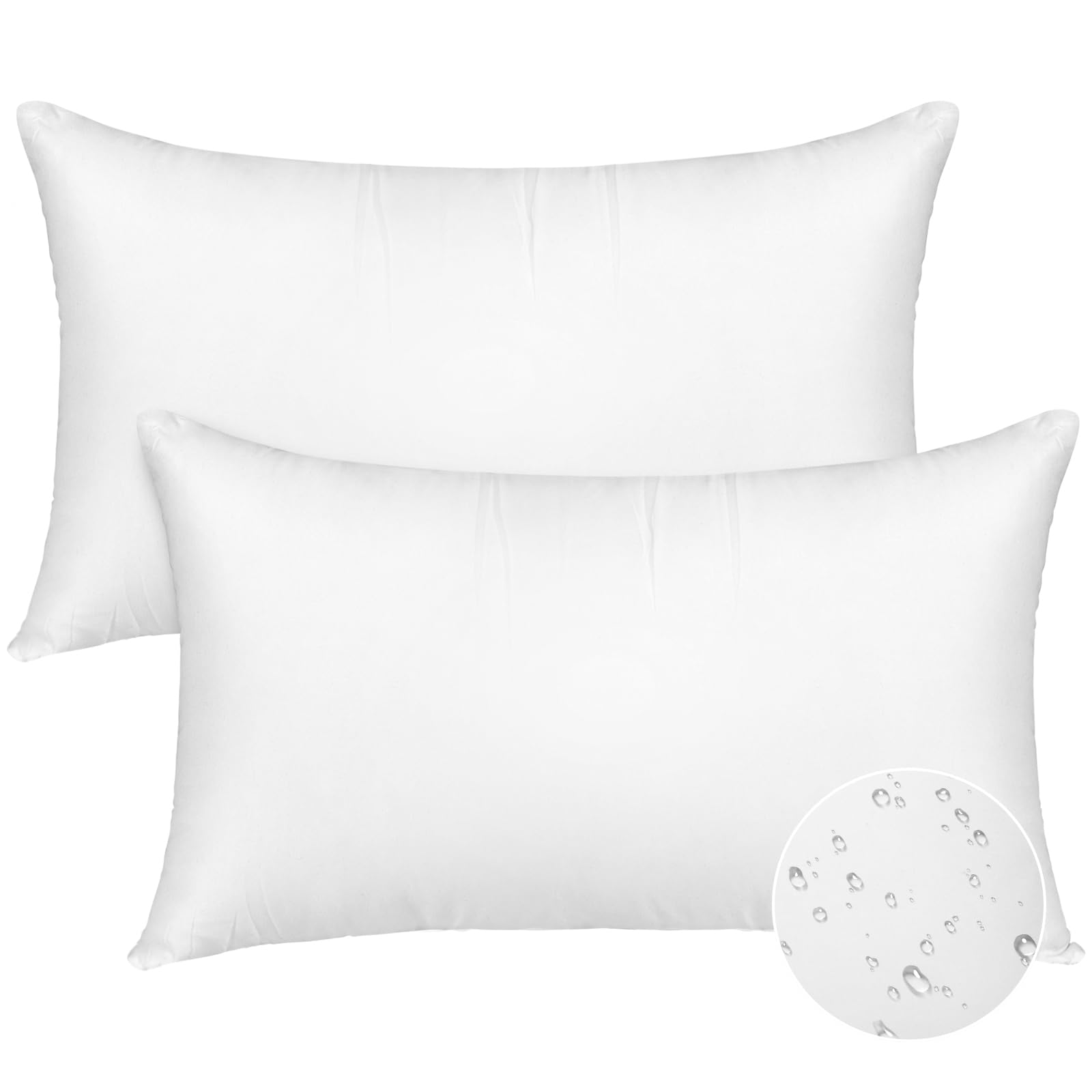Casajoy Pack Of 2 12X20 Outdoor Pillow Inserts, Water Resistant Throw Pillow Inserts, Outdoor Lumbar Pillow For Patio, Furniture
