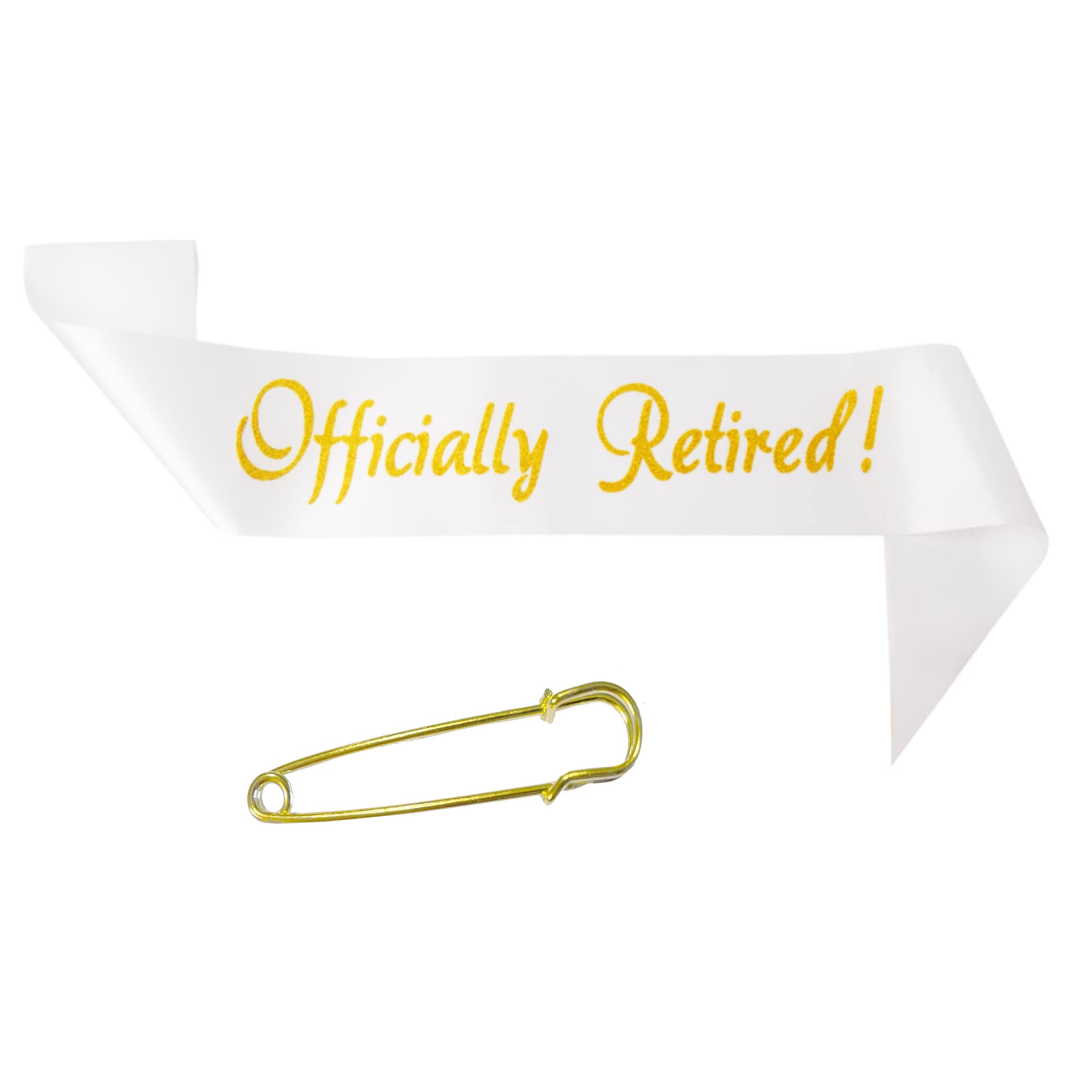 Officially Retired Celebration Sash - Elegant Retirement Sash For Women And Men With Oversized Safety Pin. Perfect For Retiremen