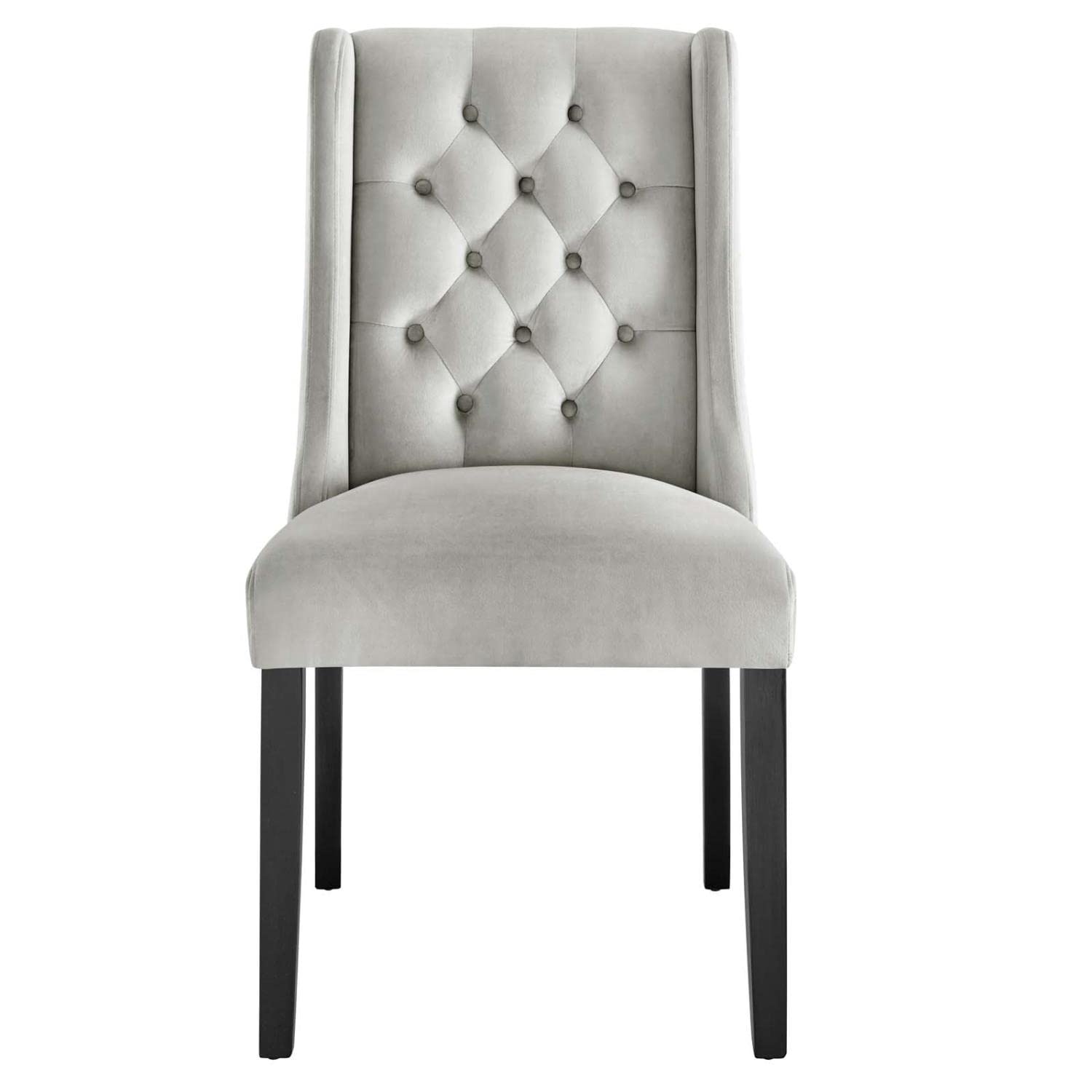 Modway Baronet 20&Quot; Tufted Velvet Dining Chairs In Light Gray/Black (Set Of 2)