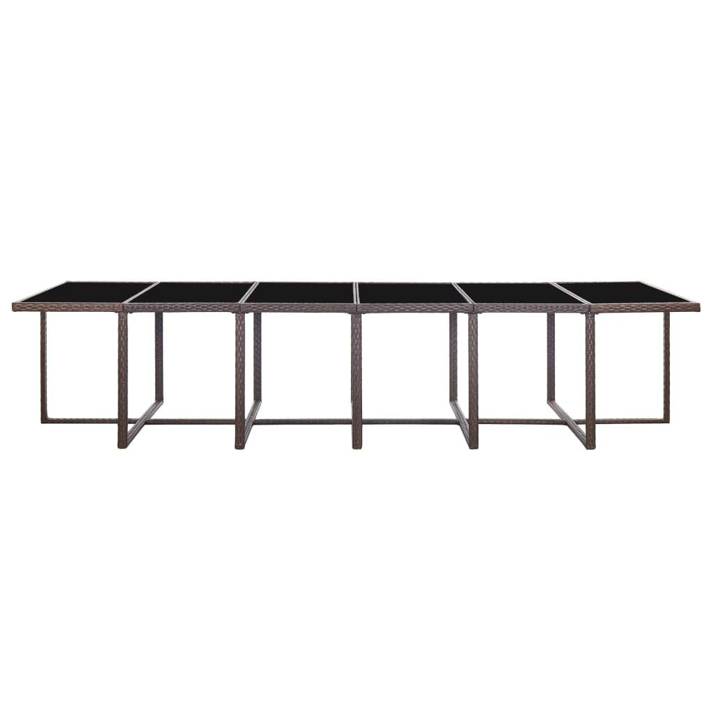 17 Piece Patio Dining Set with Cushions Poly Rattan Brown