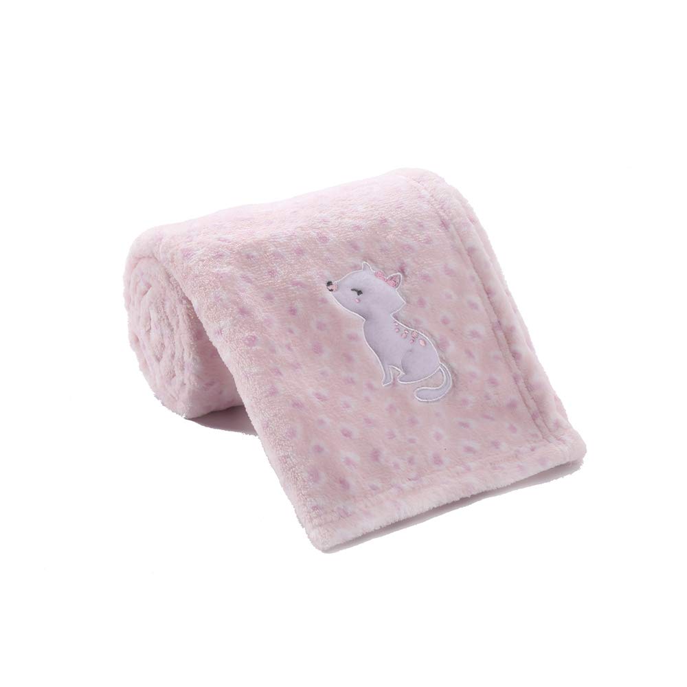 Crevent 30X40 Cute Plush Cozy And Warm Fleece Baby Blanket For Girls Infant Toddler Crib Cot Stroller - Pink Cat