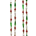 9-Foot Gold, Red, Green And White Round Bead With Water Drop Beaded Garland