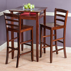Halo 3pc Pub Table Set with 2 Ladder Back Stools - Cozy and Inviting, 25.59' W x 25.59' D x 42.13' H