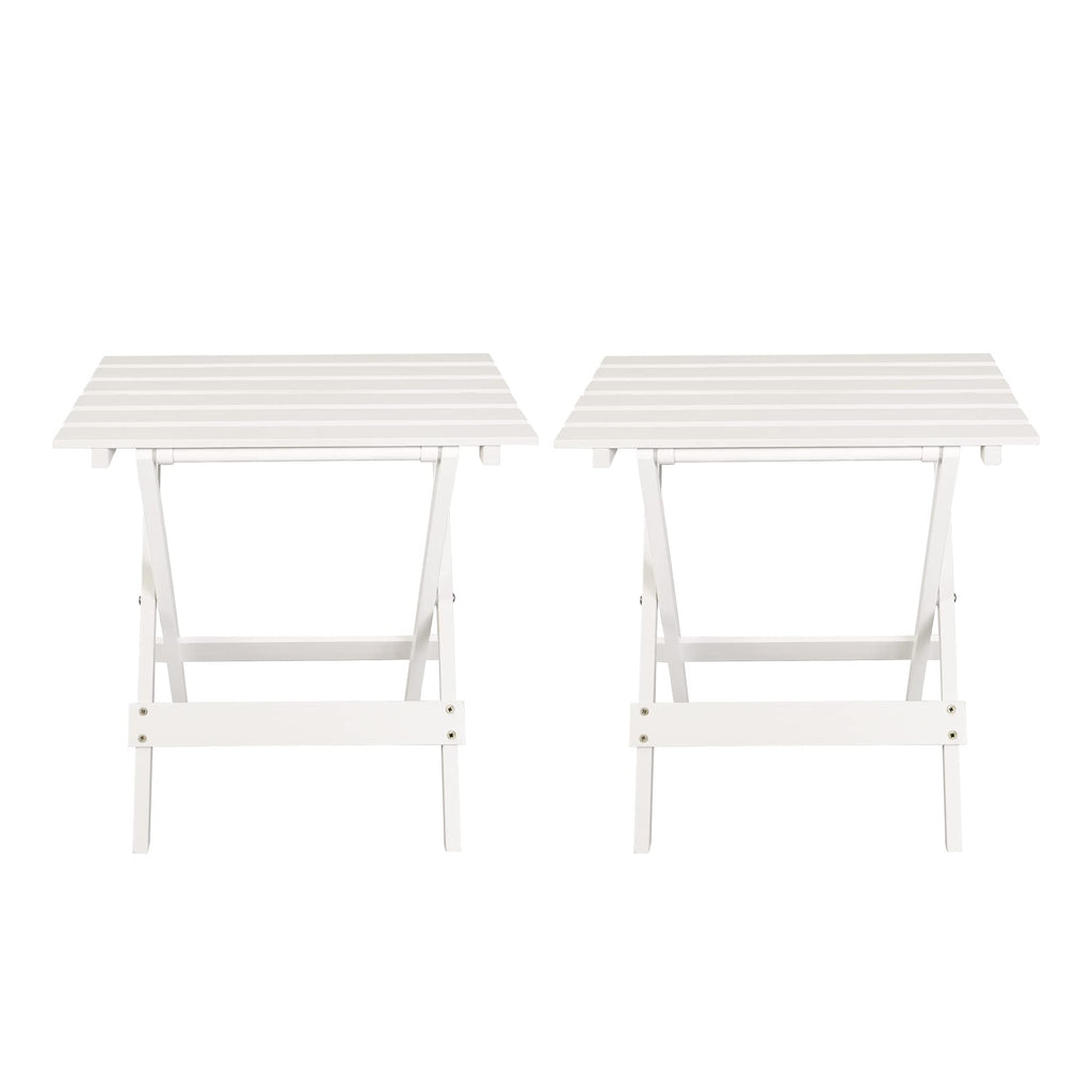 Casual Home Small Folding Side Table (2-Piece Set), 100% Solid Wood, Portable Patio Outdoor Small Table, Plant Stand, No Assembly