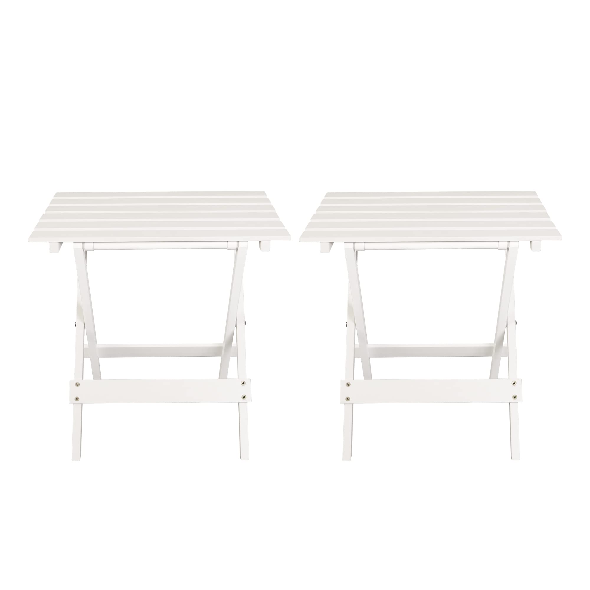Casual Home Small Folding Side Table (2-Piece Set), 100% Solid Wood, Portable Patio Outdoor Small Table, Plant Stand, No Assembly