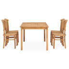 vidaXL Patio Dining Set - Classic 5 Piece Outdoor Dining Table and Chair Set, Resistant Solid Teak Hardwood Construction, Natural Brown Finish, Fine Sanded, Weather-Resistant, Easy Assembly, Recta...