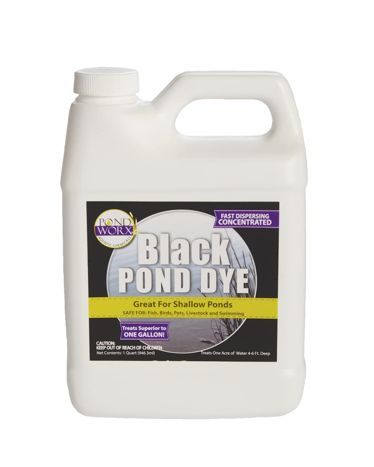 Pond Worx Black Lake And Pond Dye - 4X Concentrated Liquid Pond Colorant - Shades And Protects Your Pond, Treats Up To 1 Acre -1