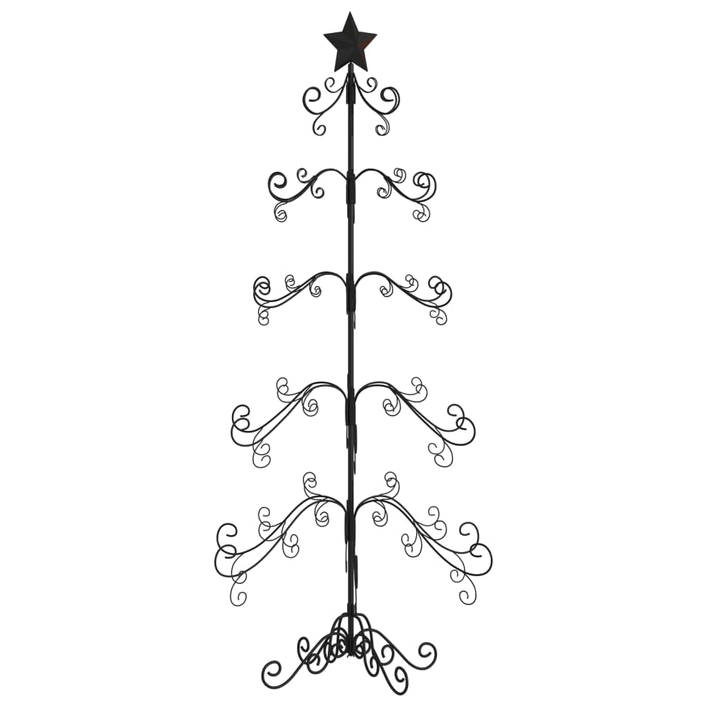 vidaXL Metal Christmas Tree, Black, 59.1&quot; Height, DIY Friendly, Sturdy Steel Frame, Space-Saving Design, Suitable for Indoors and Outdoors Decoration