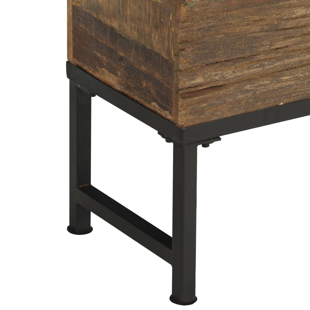 vidaXL 63&quot; Solid Reclaimed Wood Bench - Antique-Style Wooden Bench with Industrial Charm, Powder-Coated Steel Legs, Stable and Durable Construction for Room