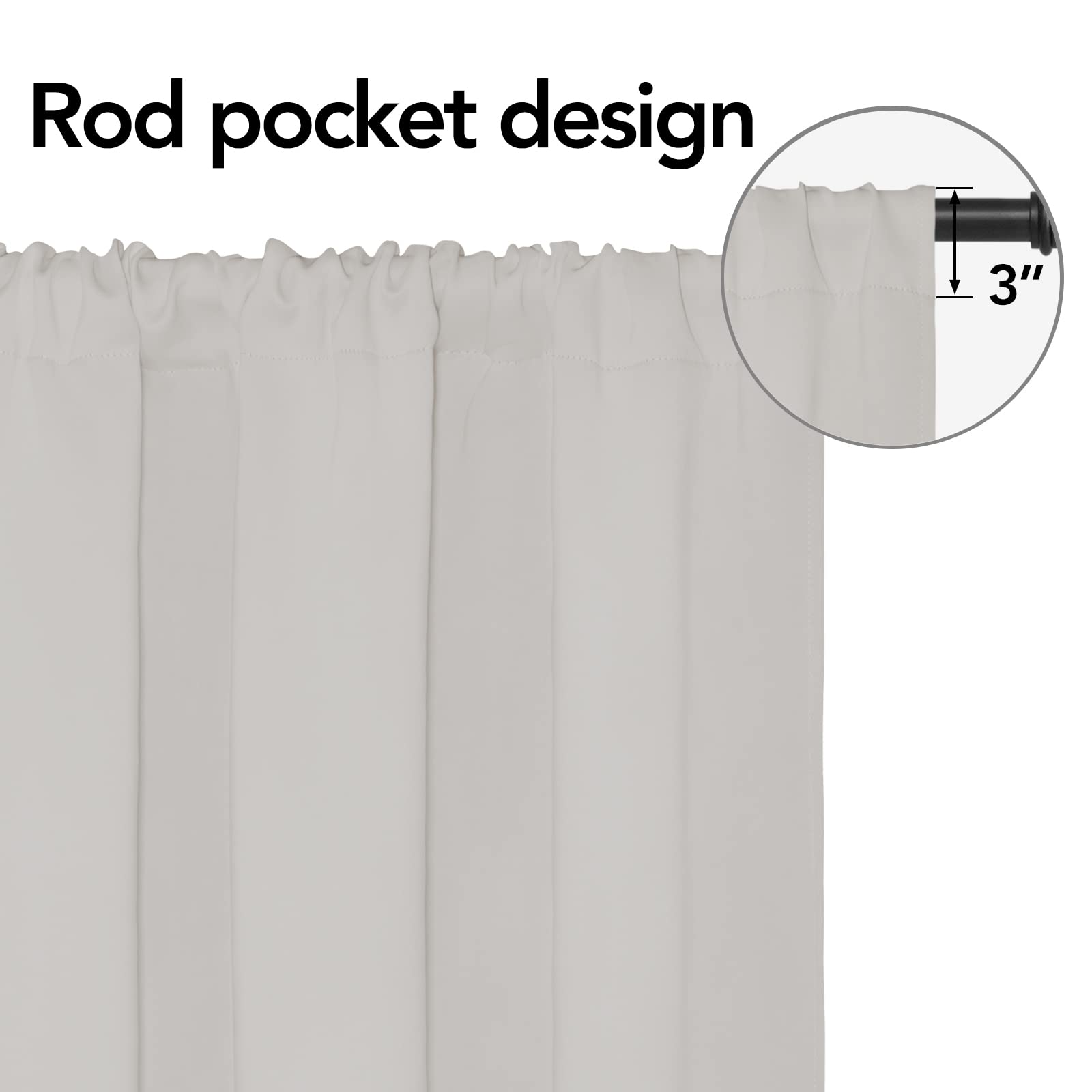 Easy-Going Rod Pocket Blackout Curtains For Bedroom, Room Darkening Window Curtains For Living Room, Thermal Insulated Noise Reduction Solid Window Drapes, 2 Panels (52X84 In, Light Linen)
