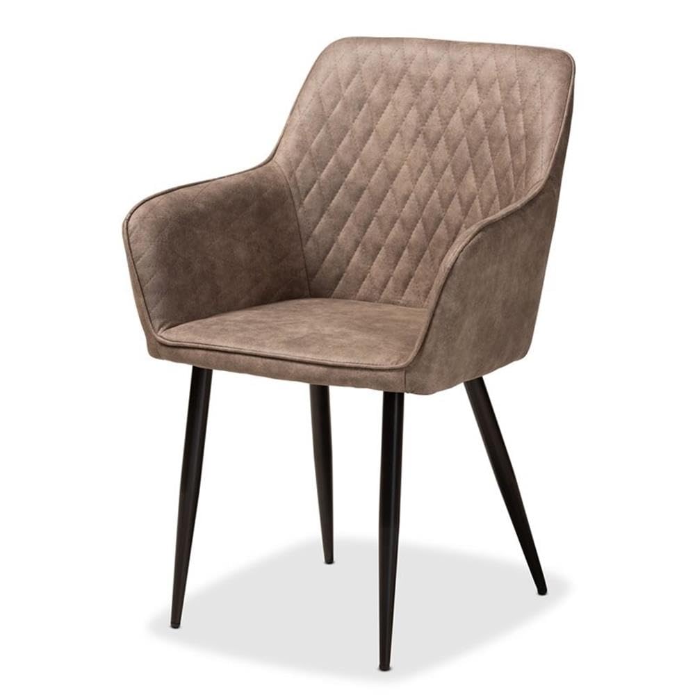 Baxton Studio Belen Modern Transitional Grey Faux Leather Effect Fabric Upholstered and Black Metal 5-Piece Dining Set