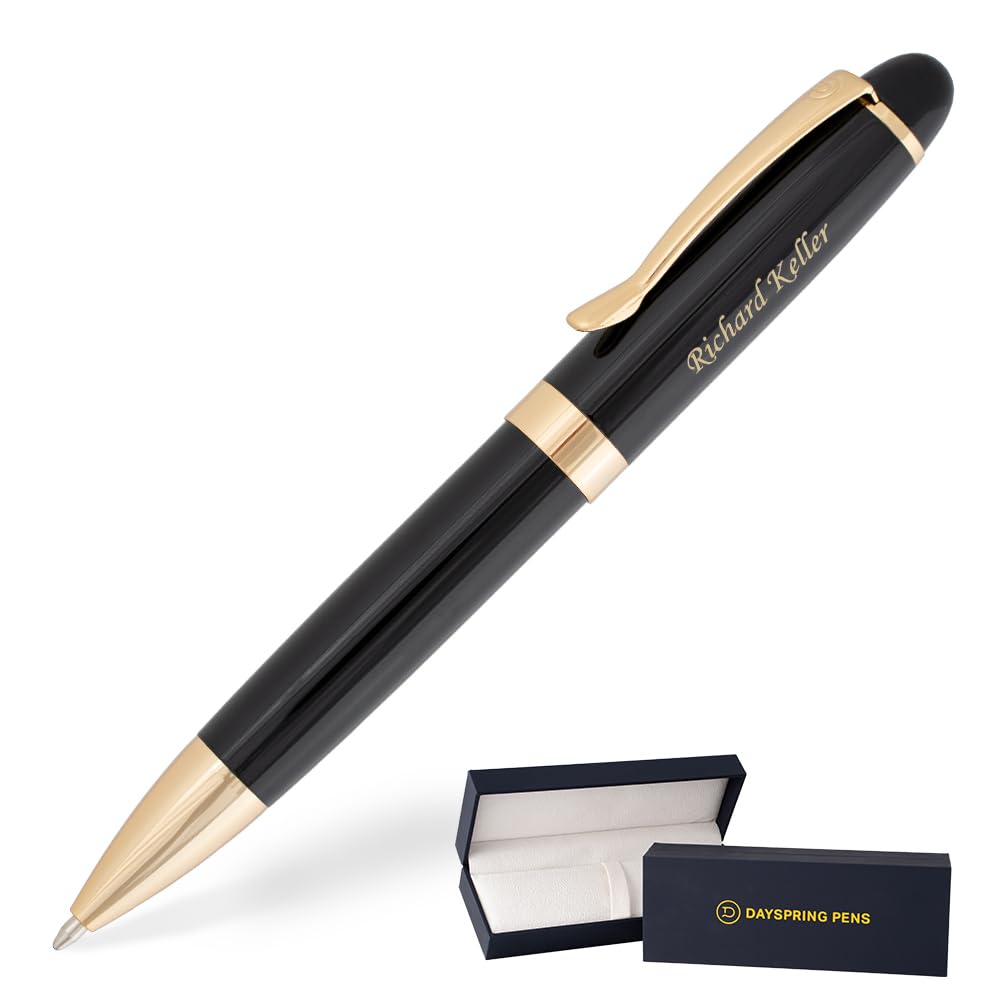 Dayspring Pens Personalized Alexandria Ballpoint Gift Pen With Case (Black). Custom Engraved With Gift Recipient Name Or Message