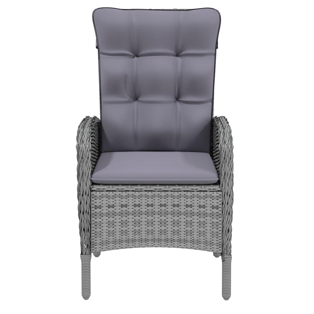 vidaXL Patio Dining Set 9 Piece Garden Outdoor Lawn Yard Terrace Balcony Reclining Table and Chair Seat Seating Recliner Furniture Poly Rattan Gray
