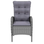 vidaXL Patio Dining Set 9 Piece Garden Outdoor Lawn Yard Terrace Balcony Reclining Table and Chair Seat Seating Recliner Furniture Poly Rattan Gray