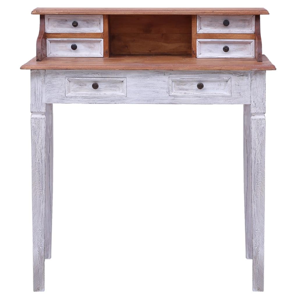 vidaXL Reclaimed Wood Writing Desk- Rustic Charm, Ample Storage with Drawers and Compartment, Suitable for Office or Living Room