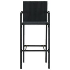 vidaXL Bar Stool 4 Pcs - Counter Height Black Poly Rattan for Indoor/Outdoor Kitchen - Sturdy Powder-Coated Steel Frame, Comfortable Armrests