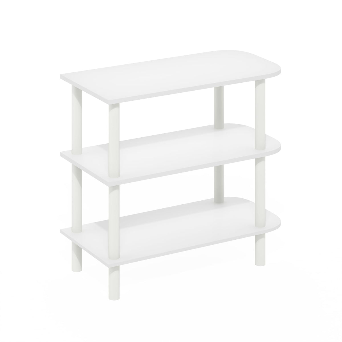 Furinno Turn-N-Tube 23-Inch 3-Tier Curved Freestanding Shoe Rack Storage Organizer, White/White