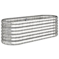 vidaXL Silver Garden Raised Bed | Powder-Coated Steel Construction | Outdoor Oval Planter | & | Ample Space for Plants