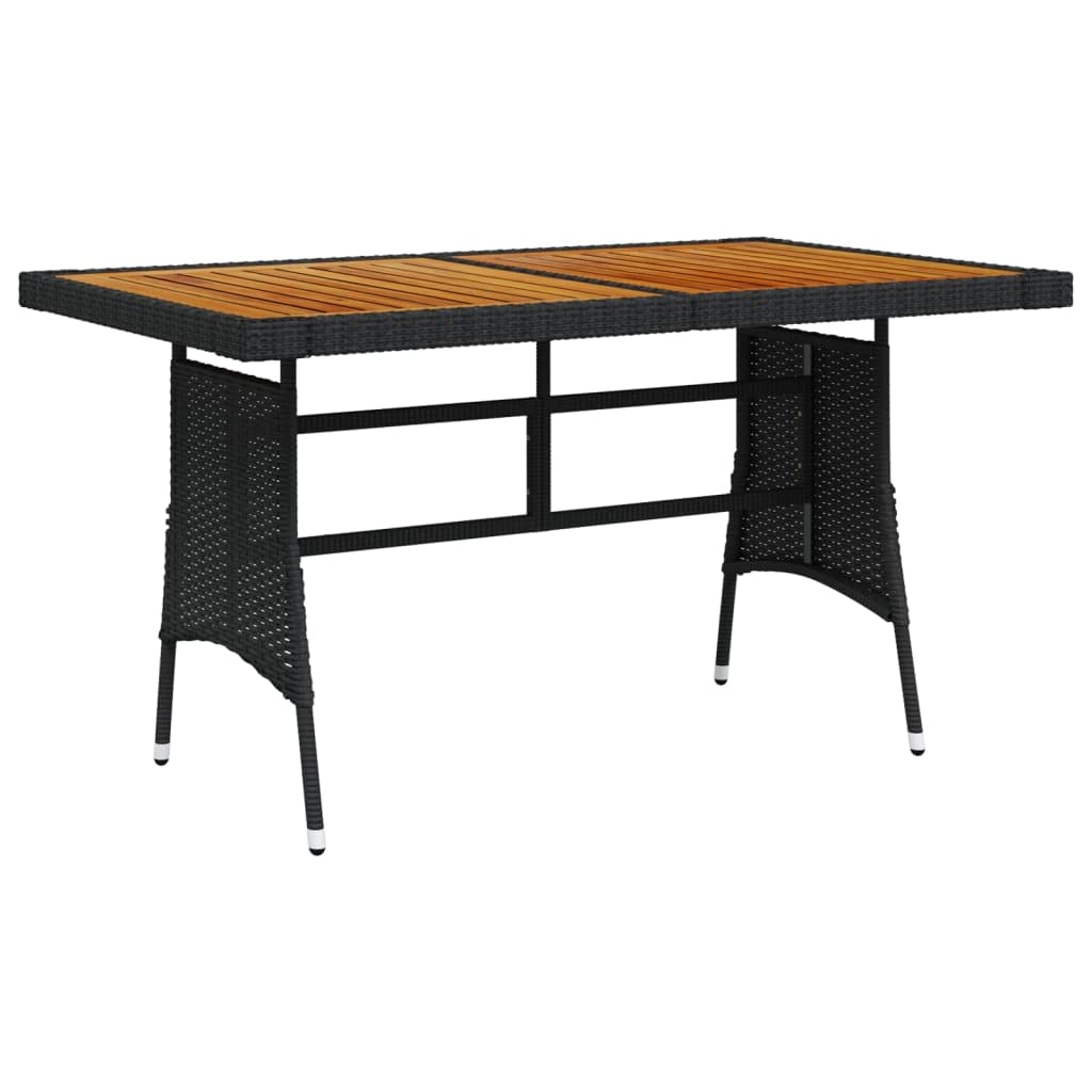 SKM Patio Table Black 51.2"x27.6"x28.3" Poly Rattan & Solid Acacia Wood-86931026