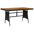 SKM Patio Table Black 51.2"x27.6"x28.3" Poly Rattan & Solid Acacia Wood-86931026