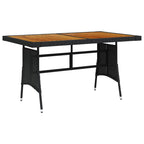 SKM Patio Table Black 51.2"x27.6"x28.3" Poly Rattan & Solid Acacia Wood-86931026