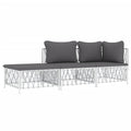 vidaXL 3 Piece Patio Lounge Set - Modern White Steel Frame with Comfortable Dark Gray Cushions, Flexible & Modular Design for Outdoor Relaxation and Entertainment