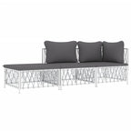 vidaXL 3 Piece Patio Lounge Set - Modern White Steel Frame with Comfortable Dark Gray Cushions, Flexible & Modular Design for Outdoor Relaxation and Entertainment