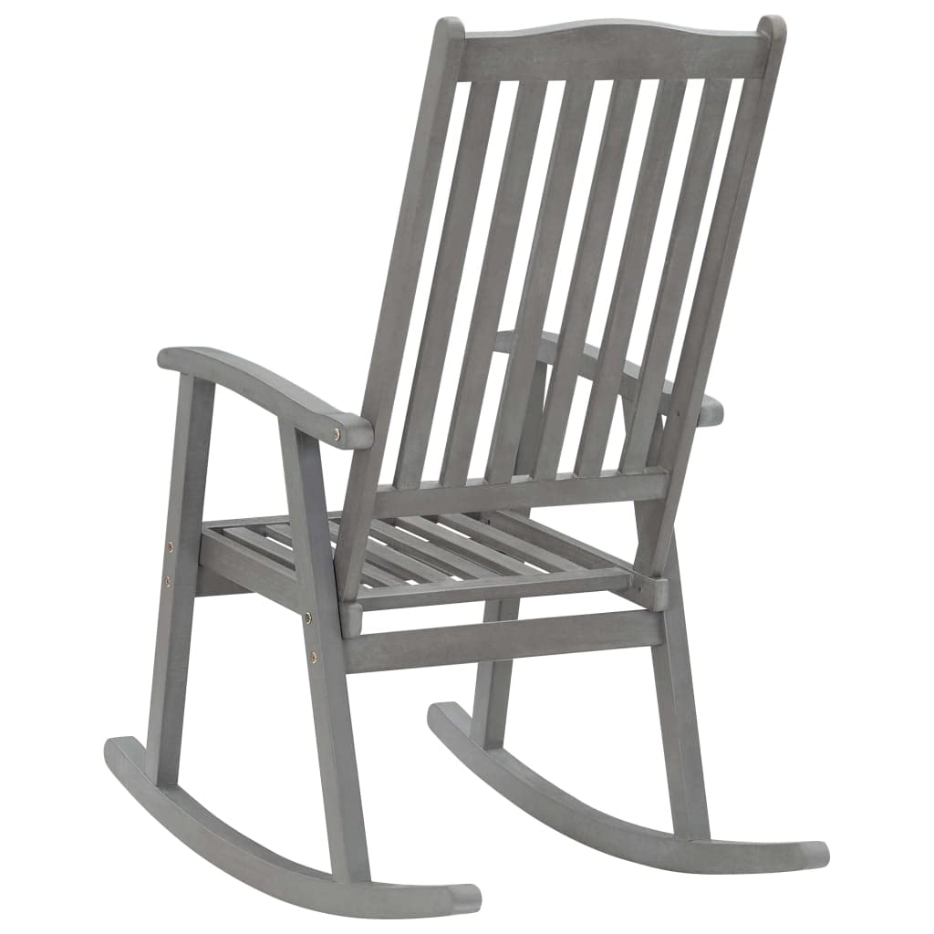 vidaXL Solid Acacia Wood Rocking Chair - Weather-Resistant and Durable - High-Backrest, Gray Wash Finish, for Indoor & Outdoor Use