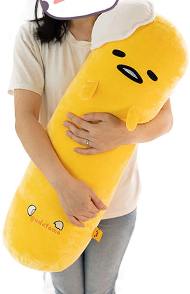 Futurecos Cute Yellow Long Egg Plush Toy Round Pillow The Lazy Egg Stuffed Doll Toys Decorative Throw Pillows Bed Decor Gift For