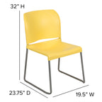 Flash Furniture Hercules Series 880 Lb. Capacity Yellow Full Back Contoured Stack Chair With Gray Powder Coated Sled Base