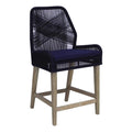 Coaster Nakia 25.5" Woven Rope & Wood Counter Stools in Dark Navy
