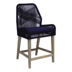 Coaster Nakia 25.5" Woven Rope & Wood Counter Stools in Dark Navy