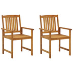 vidaXL Acacia Wood Patio Chairs – Rustic Farmhouse Style Outdoor Seating with Cream Cushions Ideal for Garden, Patio, and Deck - Set of 2