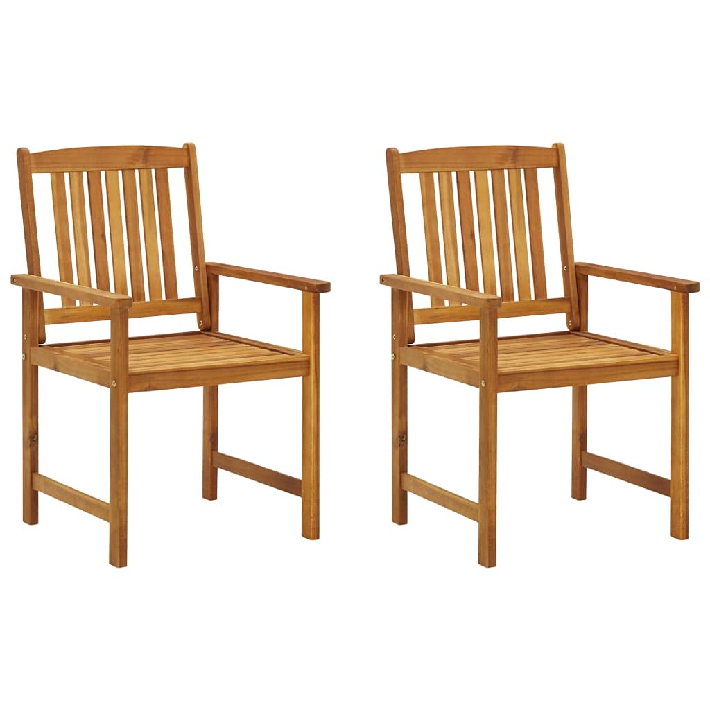 vidaXL Acacia Wood Patio Chairs – Rustic Farmhouse Style Outdoor Seating with Cream Cushions Ideal for Garden, Patio, and Deck - Set of 2
