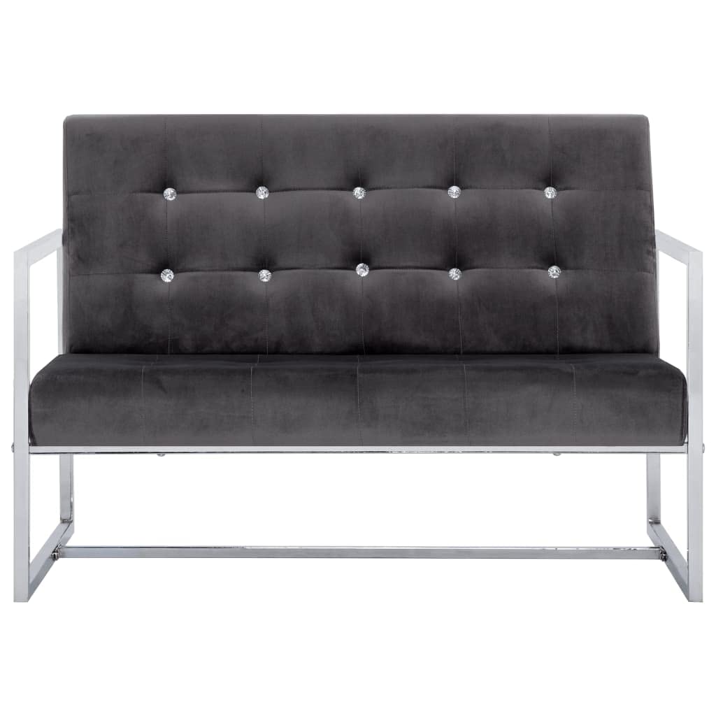Vidaxl 2-Seater Sofa With Armrests | Dark Gray Velvet Upholstery | Resistant Chrome Legs And Solid Wooden Frame | Modern & Styli