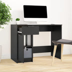vidaXL Modern Desk with Storage - Engineered Wood - Black Color - Perfect for Home Office, Living Room or Bedroom