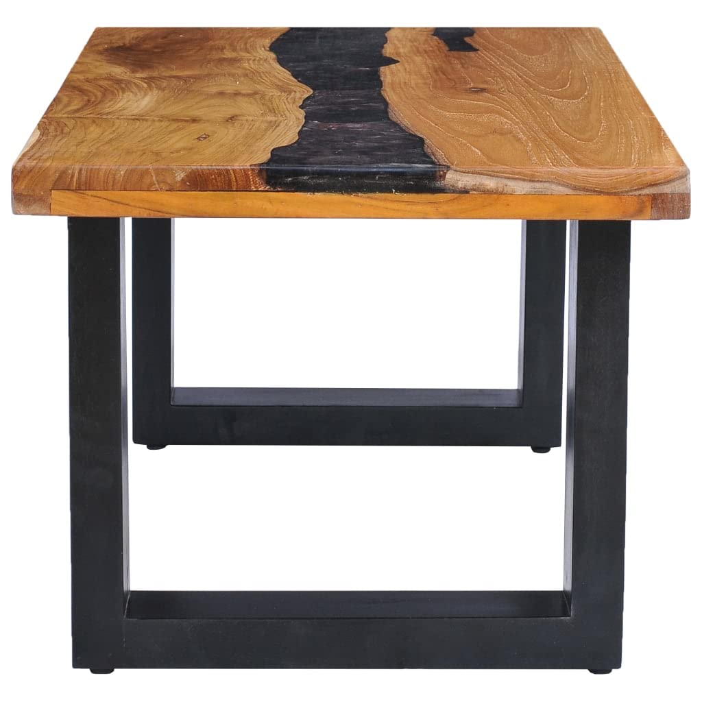 vidaXL Solid Teak Wood & Polyresin Coffee Table