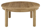 Modway Marina Premium Grade A Teak Wood Outdoor Patio Round Coffee Table in Natural