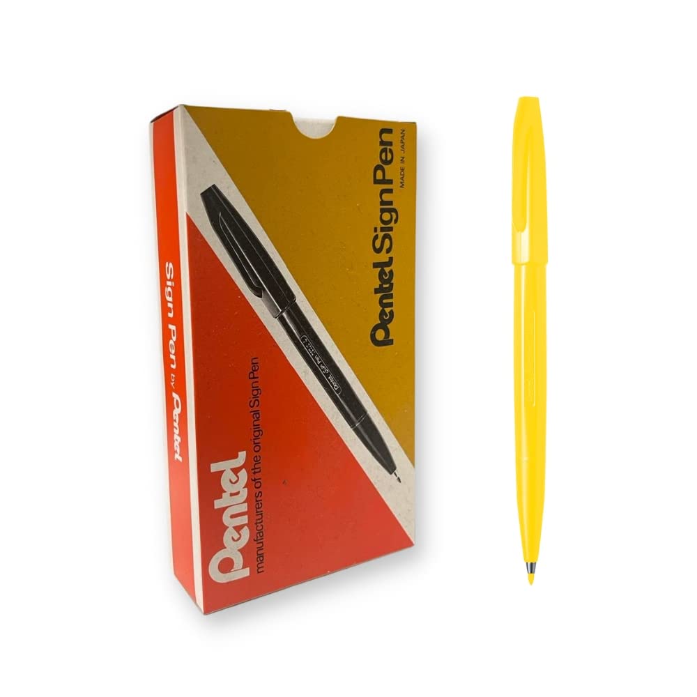Pentel Sign Pen - Yellow, Pack Of 12, S520-G