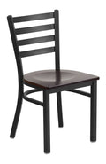 Flash Furniture 2 Pack HERCULES Series Black Ladder Back Metal Restaurant Chair - Walnut Wood Seat