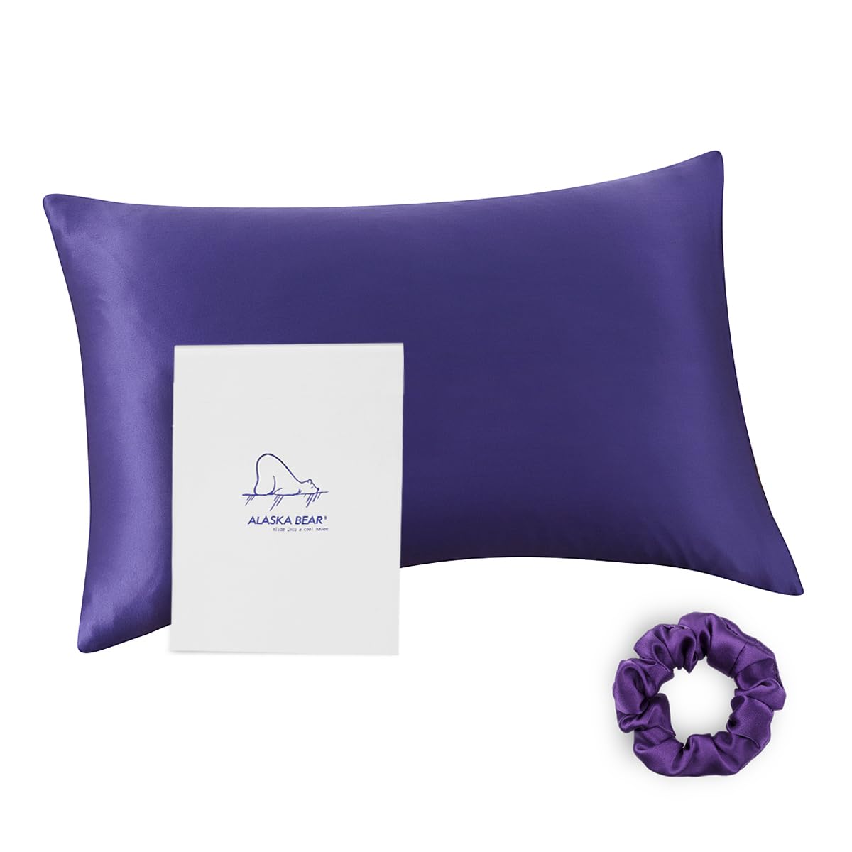 Alaska Bear Silk Pillowcase 100 Percent Mulberry Silk, Standard (1, Vibrant Purple)