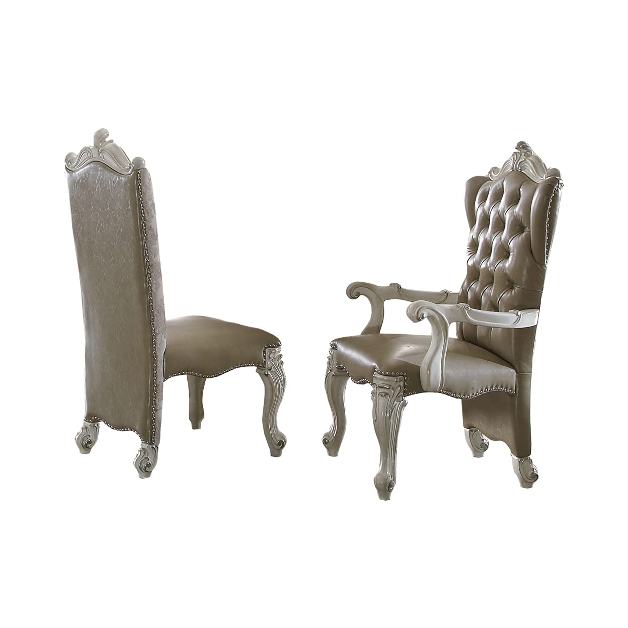 Acme Versailles Dining Side Chair in Vintage Gray and Bone White (Set of 2)