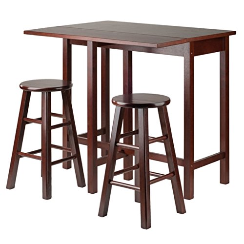 Ergode Exquisite Dining Set | Double Drop Leaf Table | Ladder Back Chairs | Solid Wood | Walnut Finish | (94394-VV)