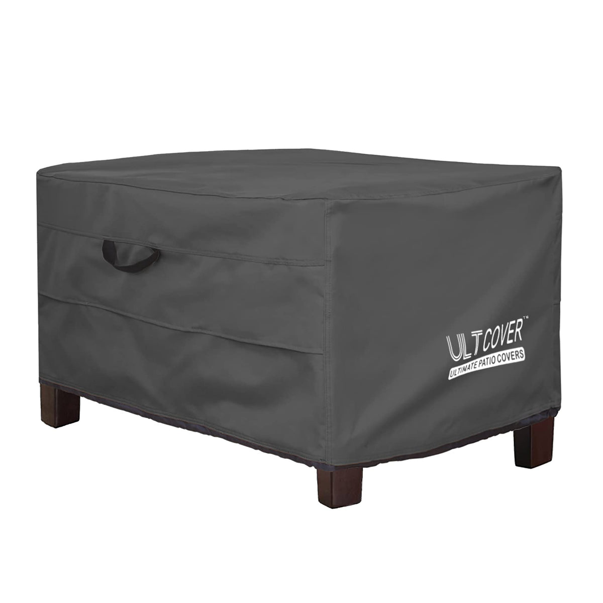 Ultcover Waterproof Patio Ottoman Cover Rectangular Outdoor Side Table Furniture Covers Size 32L X 25W X 18H Inch, Black